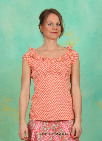 Blutsgeschwister Frühling Shirt, Neck Allure Shirt, coral-plaiting