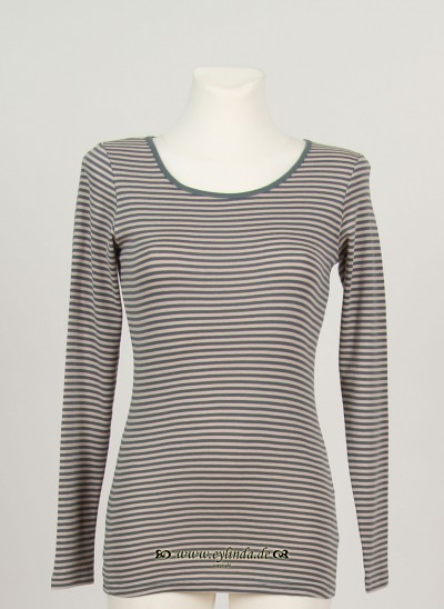 Noa Noa Frühling Shirt, Basic Single Rib Striped, goblin