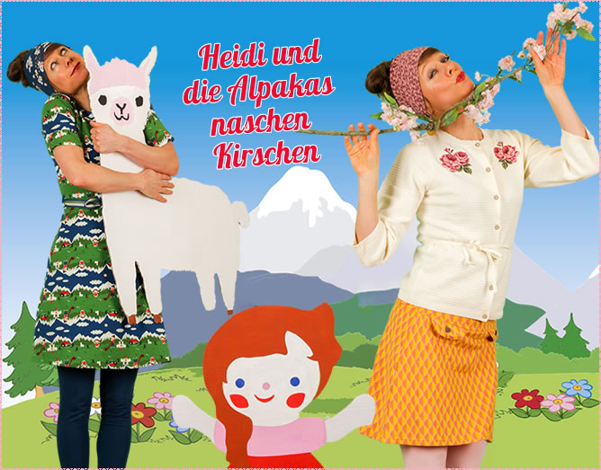 Blutsgeschwister Kollektion Heidi und die Alpakas naschen Kirschen