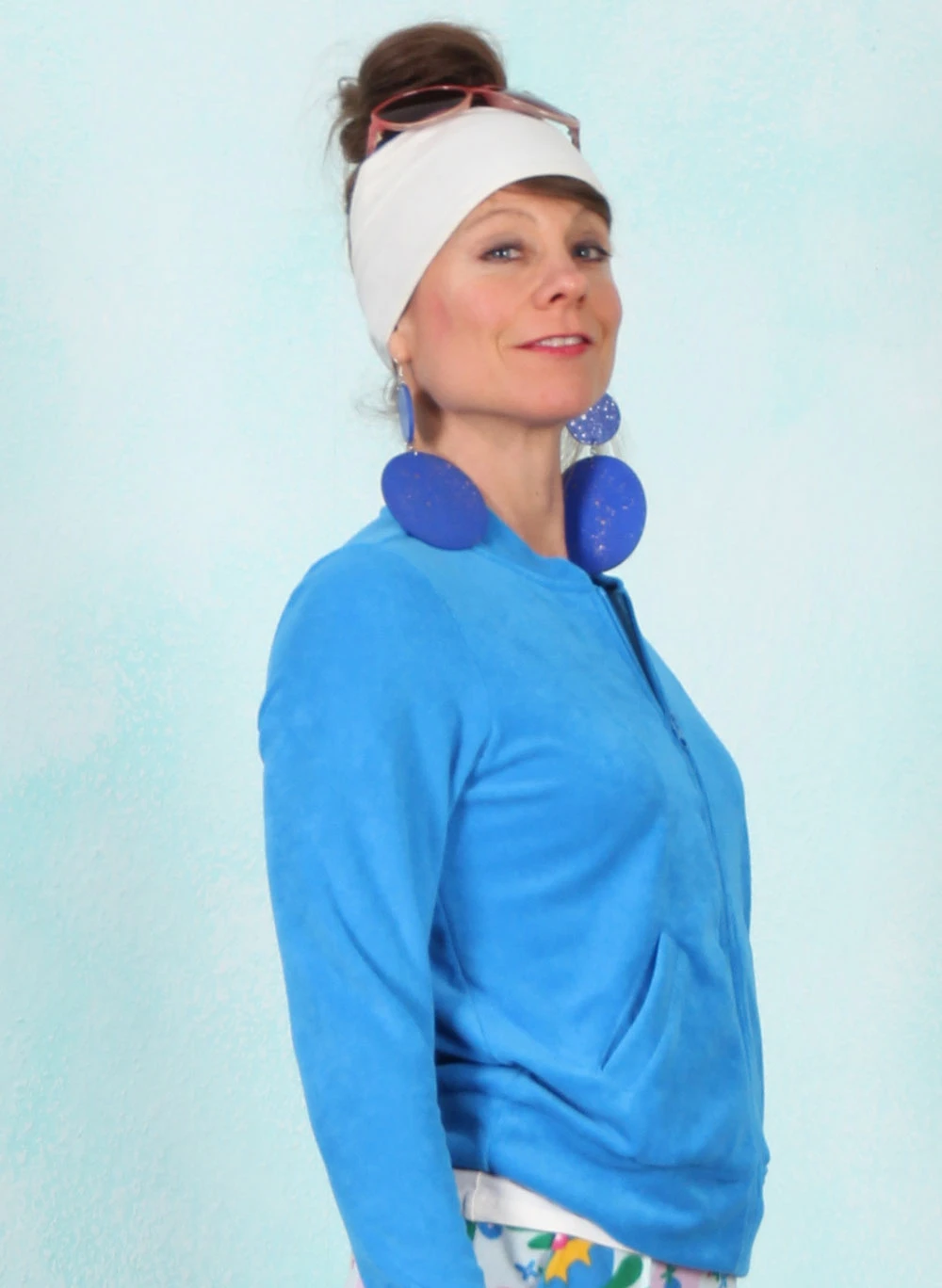 Frottee-Zipper, Crossed Rackets, cheerful-modern-blue - Bild 2
