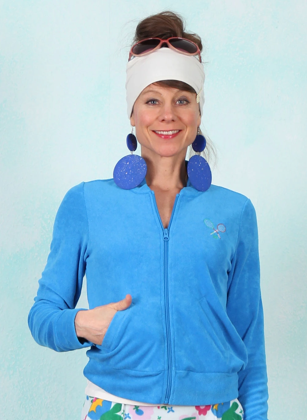 Frottee-Zipper, Crossed Rackets, cheerful-modern-blue - Bild 1