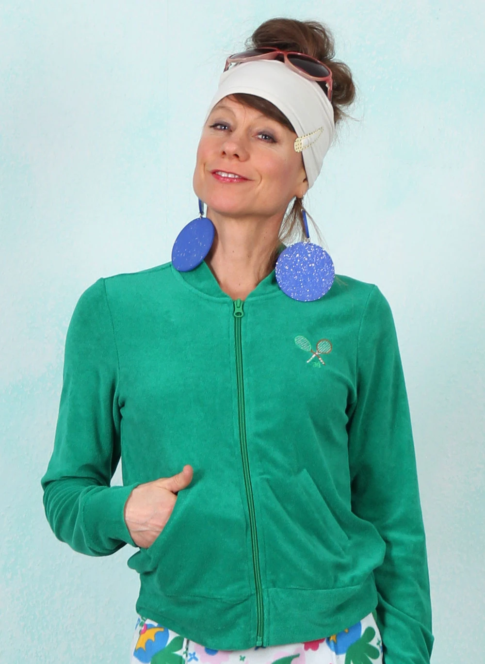 Frottee-Zipper, Crossed Rackets, court-romance-green - Bild 1