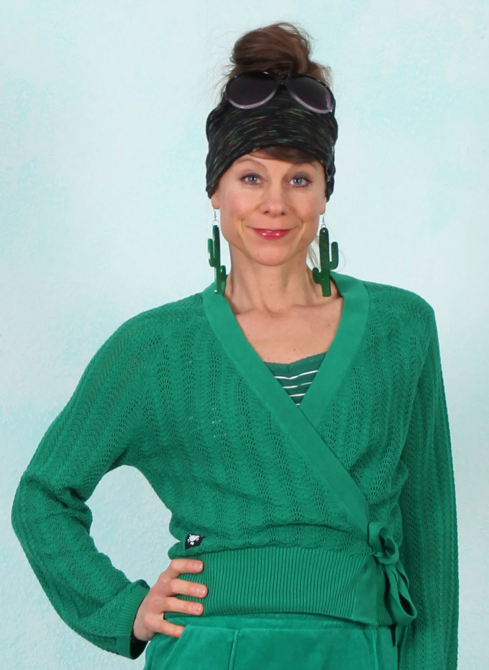 Cardigan, Warm up Wrap, grass-green-wave - Bild 1