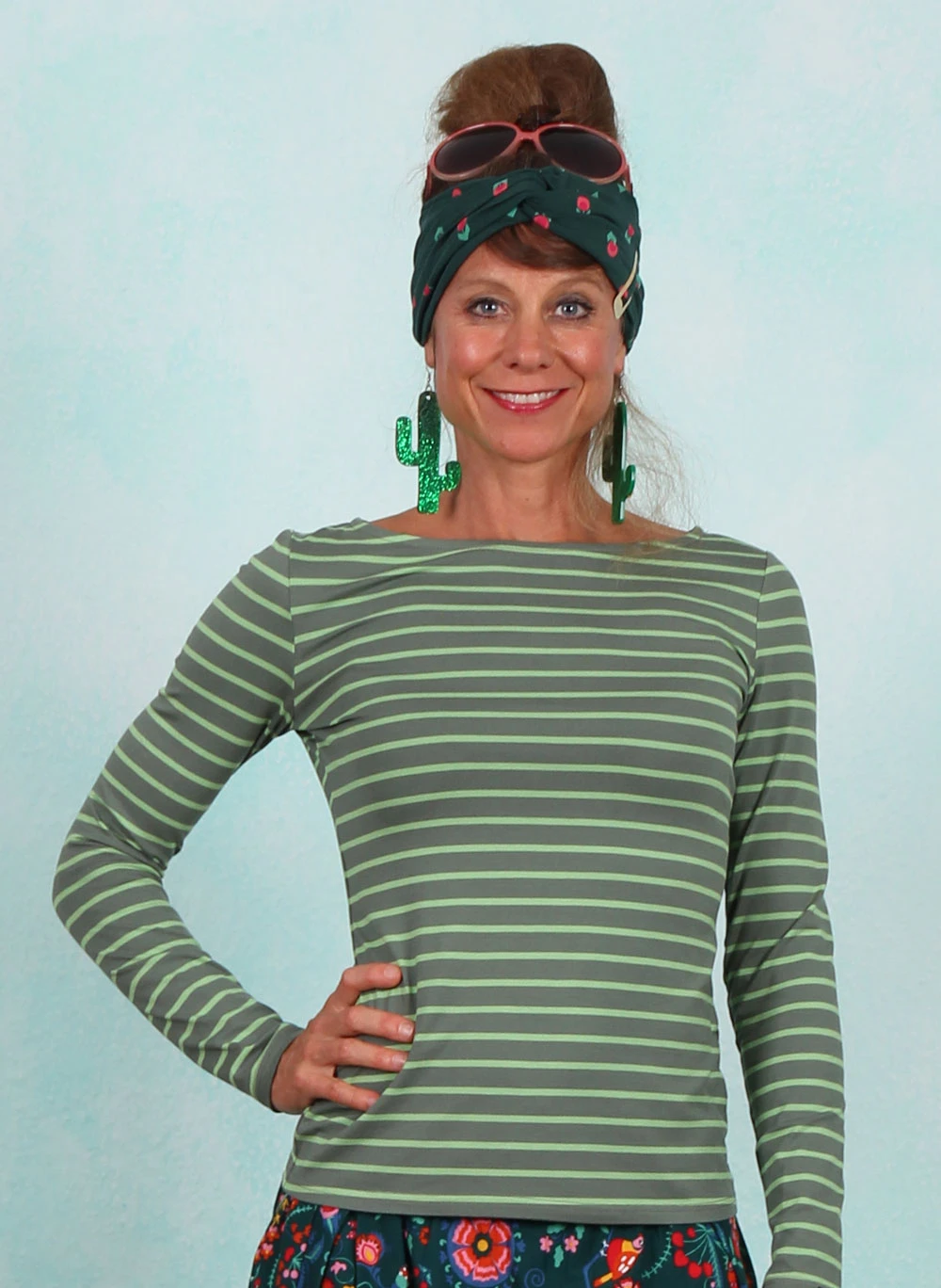 Shirt, Sweet Sailorette, dusty-green-tea-stripe - Bild 1