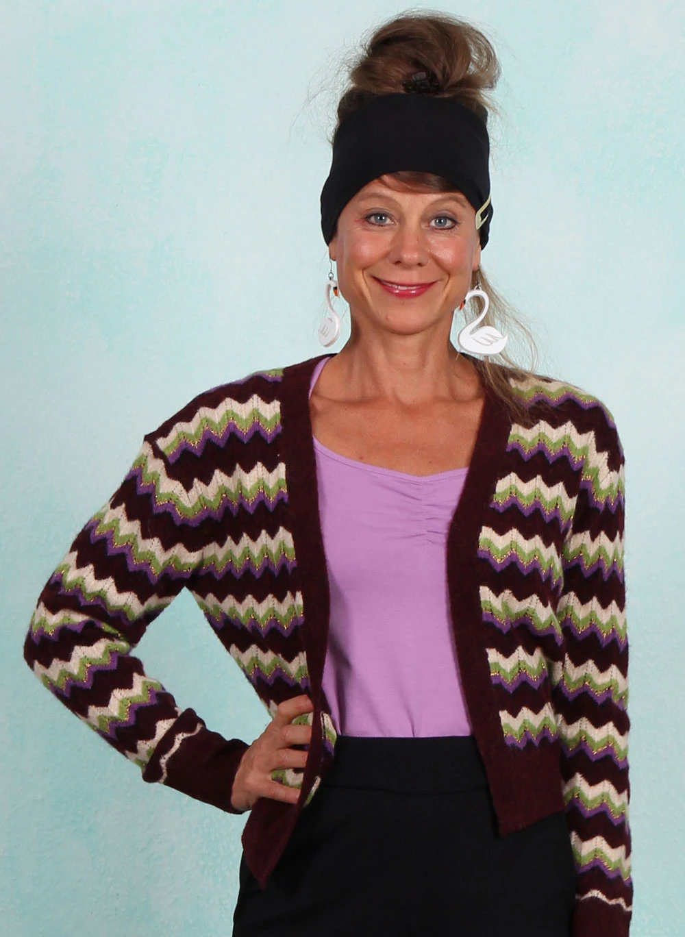 Cardigan, 09071-600, dark-red-multi - Bild 1