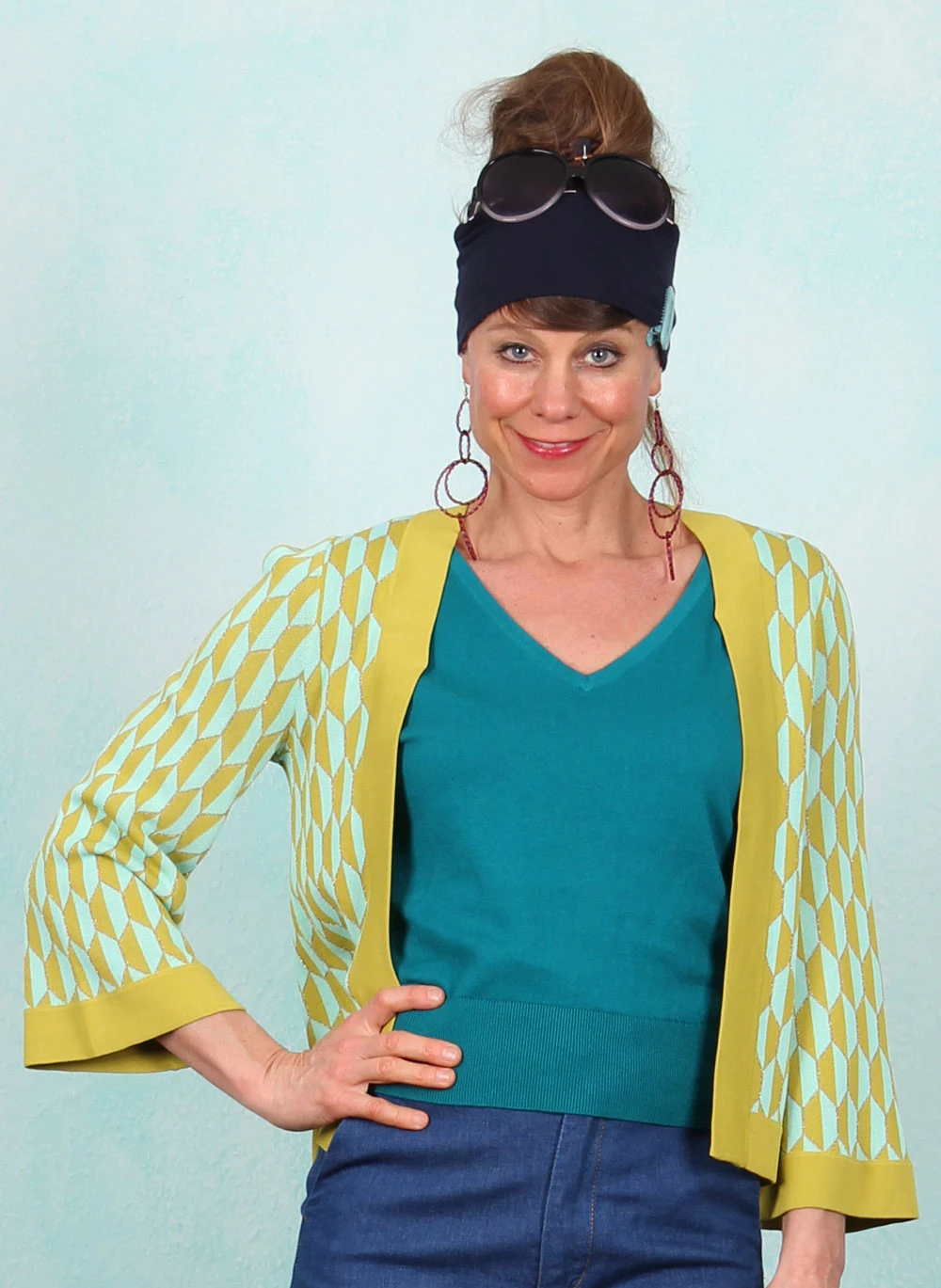 Cardigan, 09633-833, green-multi - Bild 1