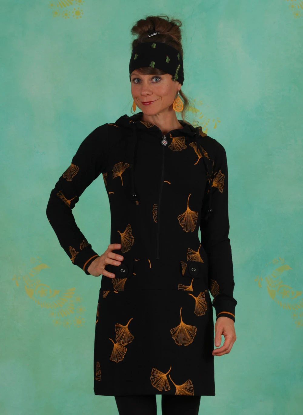 Kleid, 1035-014, black-gold - Bild 1