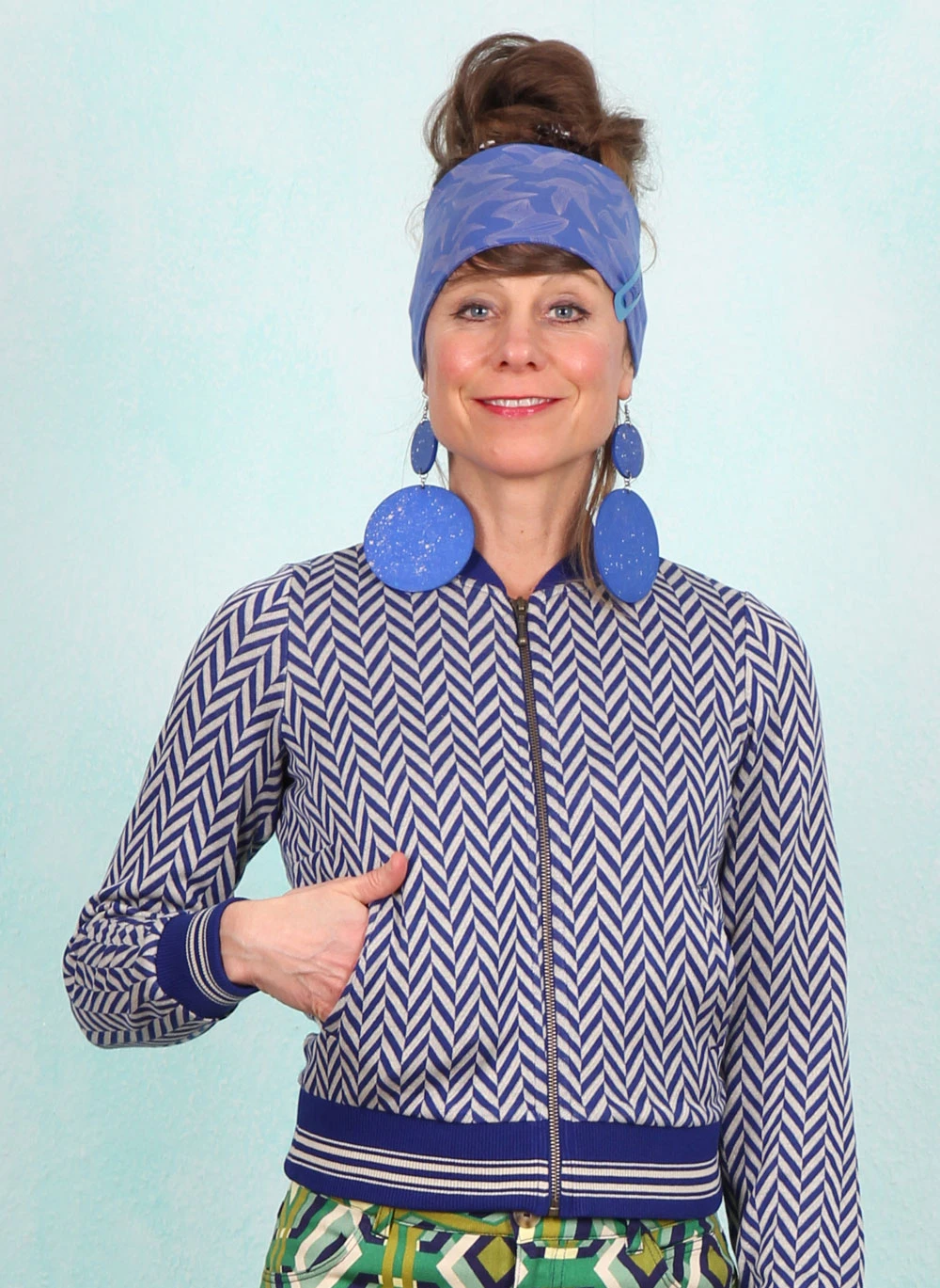 Jacke, 10535-439, blue-offwhite - Bild 1