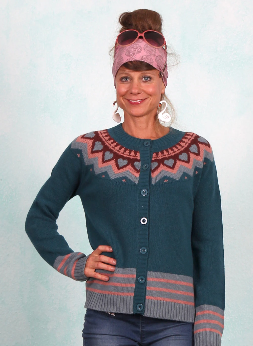 Cardigan, 12356-4249, petrol - Bild 1