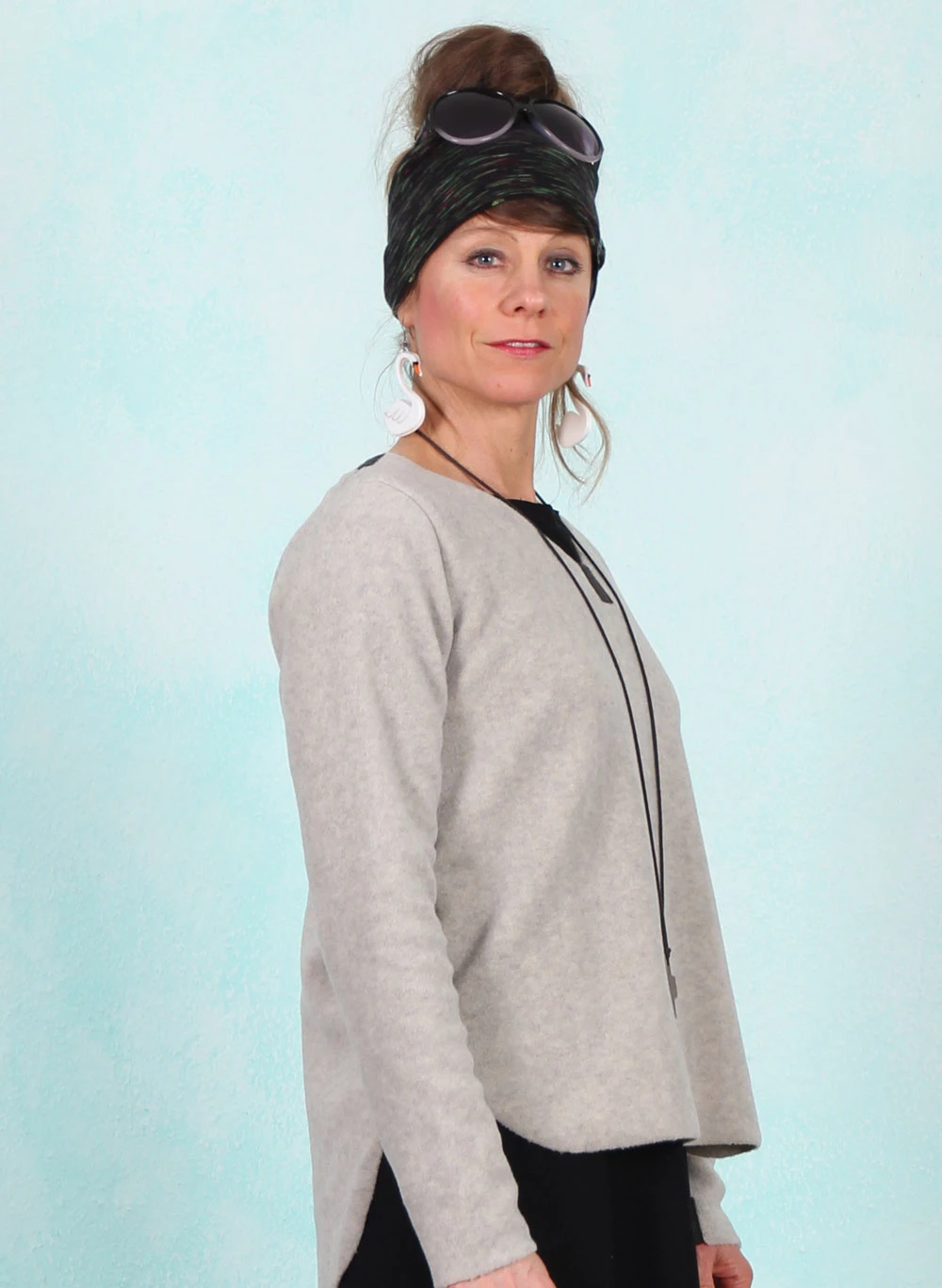 Fleece-Pullover und Kette, 1362-805, light-grey - Bild 2
