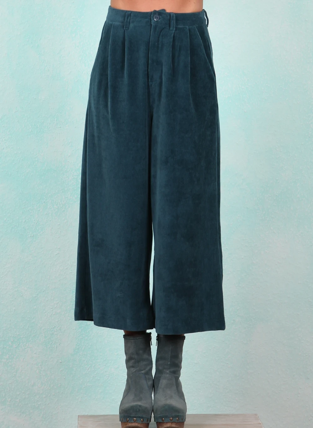 Cord-Velour-Hose, AW26324, petrol - Bild 1