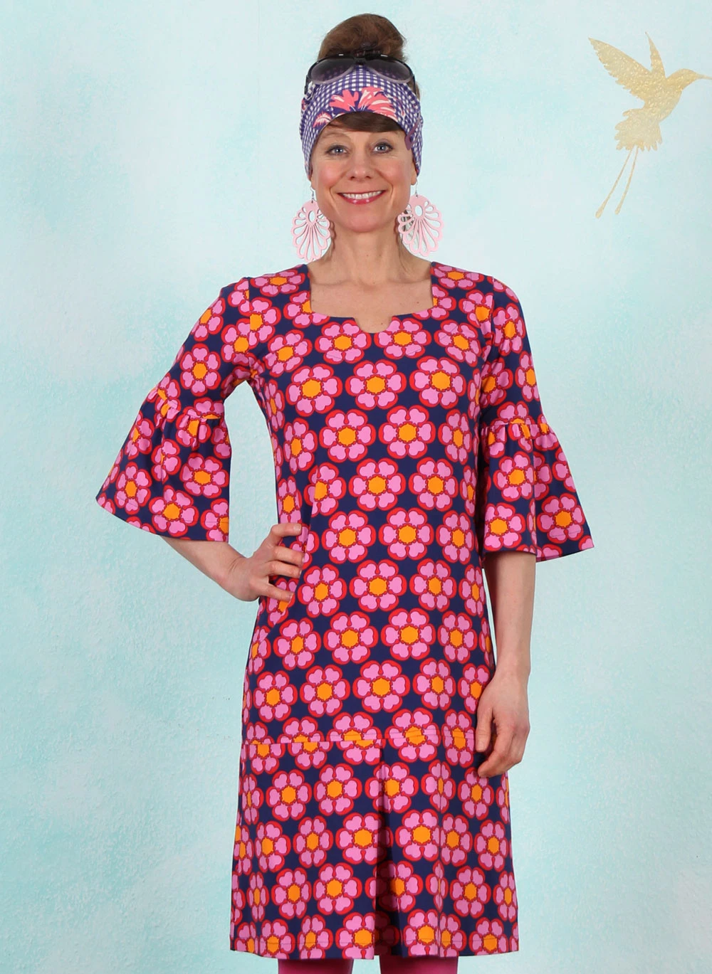 Kleid, DRE-01543, blue-multi - Bild 1