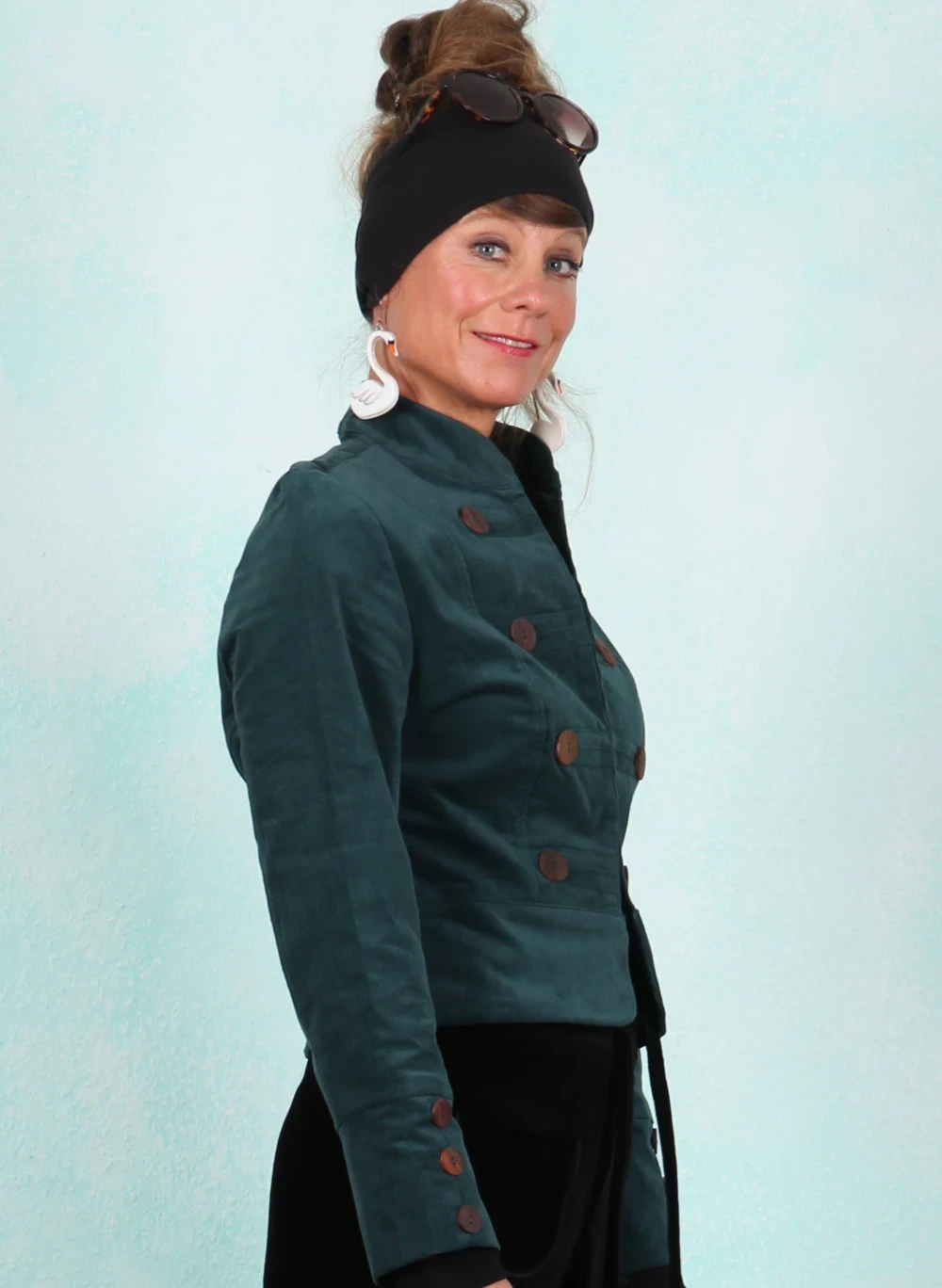 Cord-Jacke, FD043-COR-D10, petrol - Bild 2