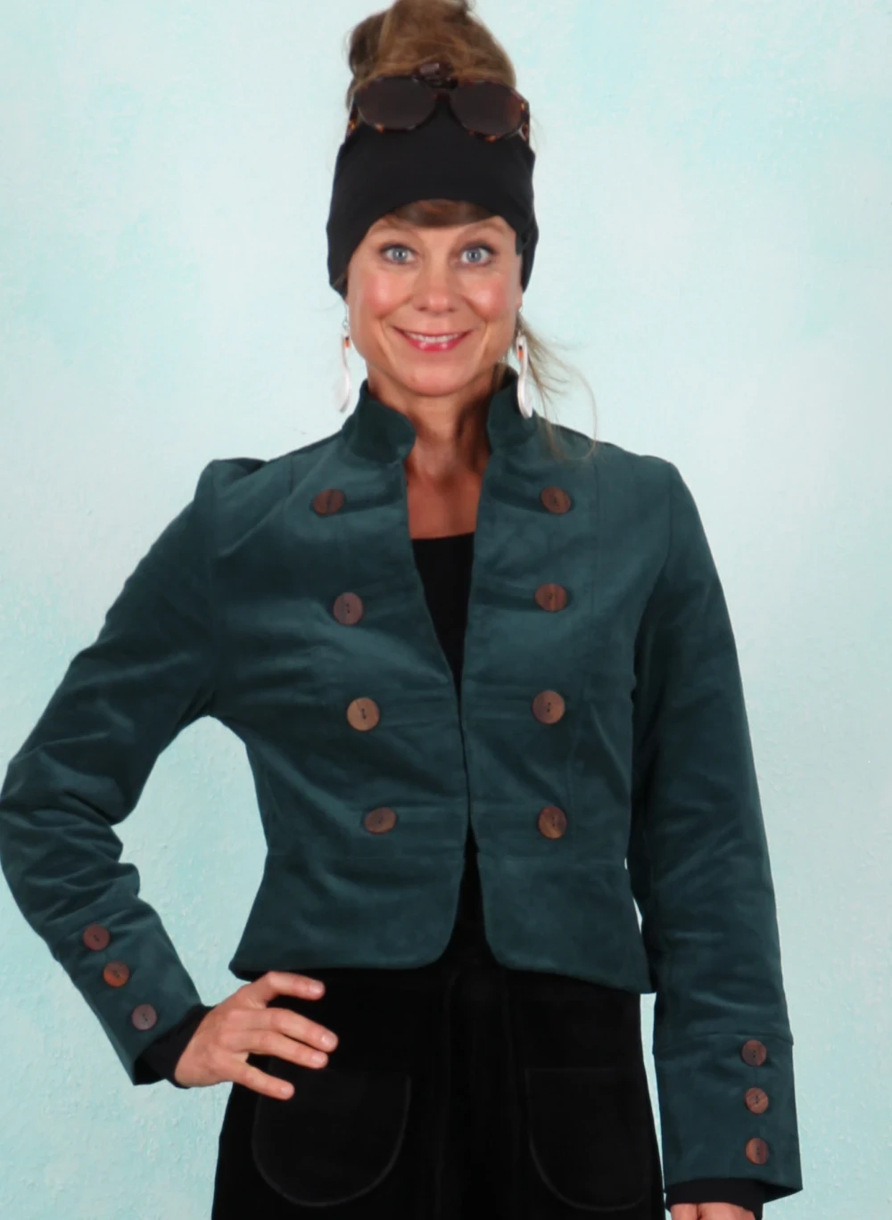 Cord-Jacke, FD043-COR-D10, petrol - Bild 1