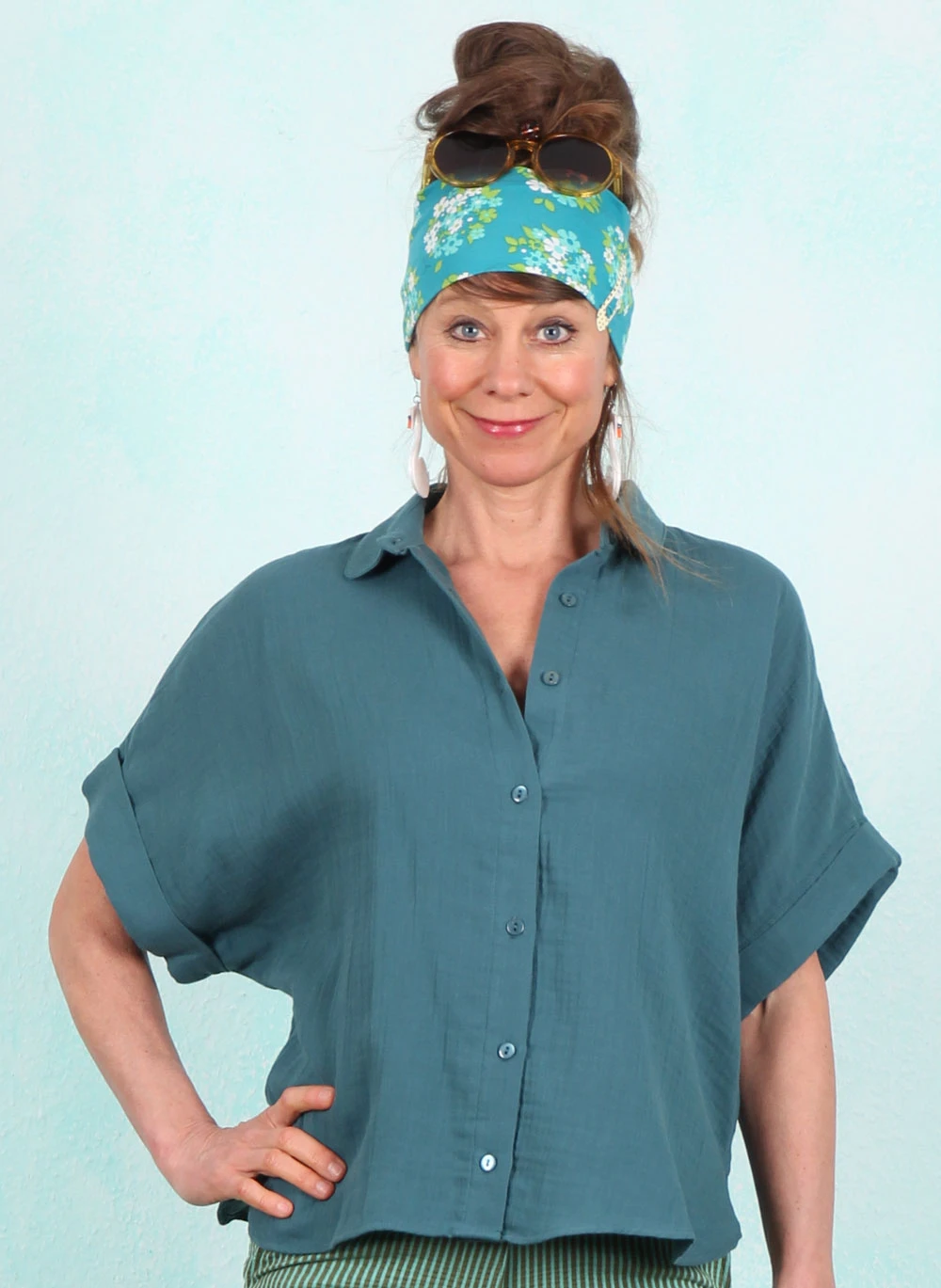 Bluse, LASU26193, petrol - Bild 1
