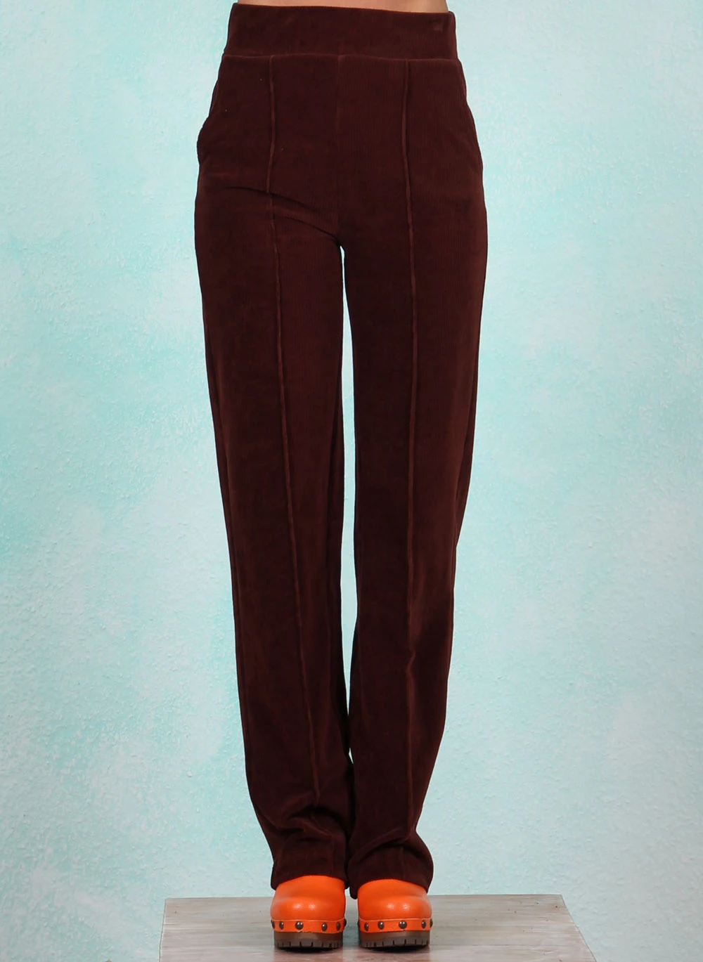 Rib-Velour-Hose, LAWI25145, dark-brown - Bild 1