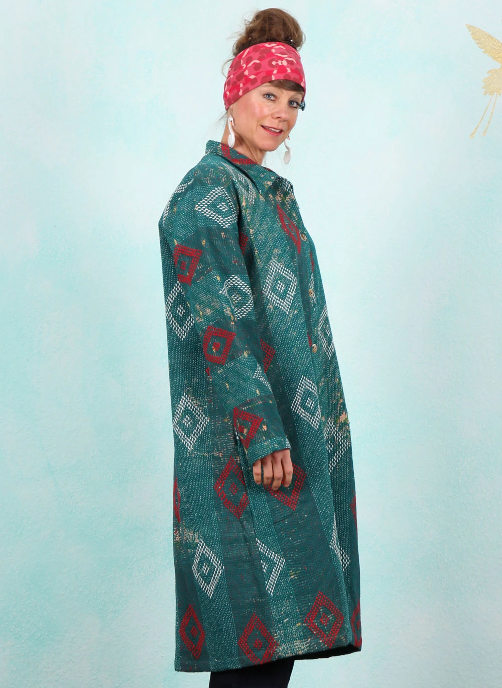 Mantel, LIS-644, turquoise-red - Bild 2