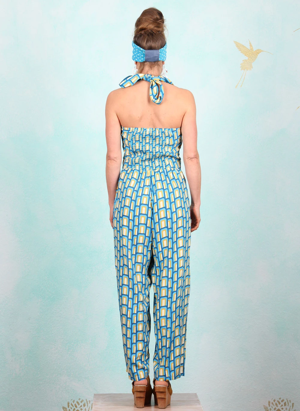 Jumpsuit, SP25-004, blue-offwhite - Bild 3