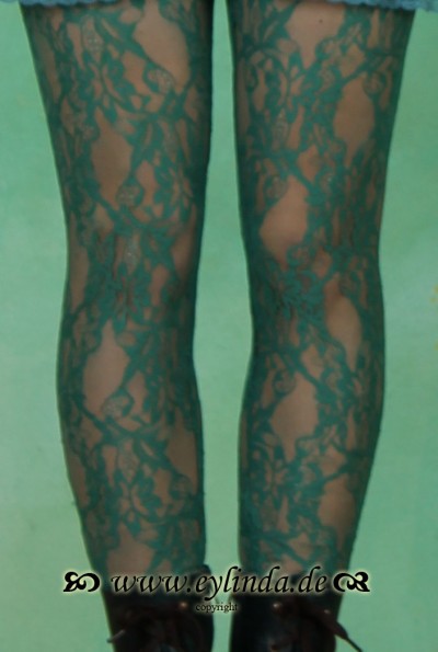 Leggins, flamenco legs, dark green lace