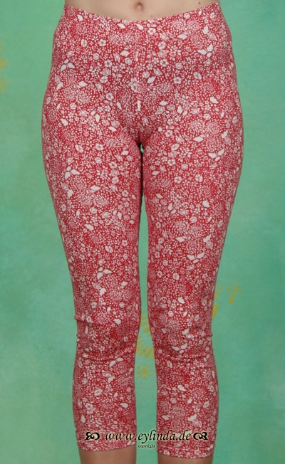 Leggins, 3 / 4-takt legs, red flora