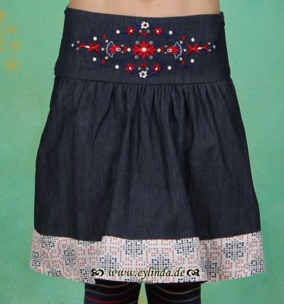 Rock, Polkanight Skirt, blue denim