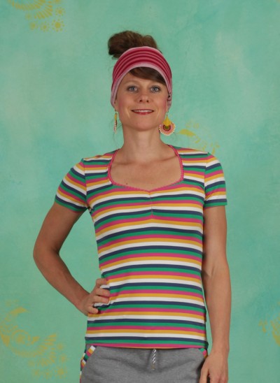 Shirt, Breton Heart Tee, rainbow-stripes