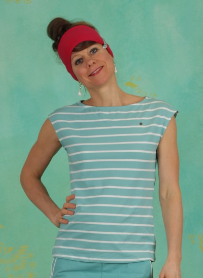 Top, Logo Stripe Top, stripe-of-aqua