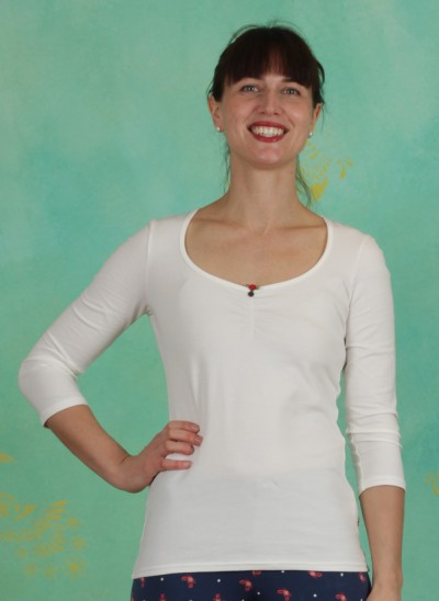 Shirt, Logo 3/4Sleeve Decollete Shirt, simply-white
