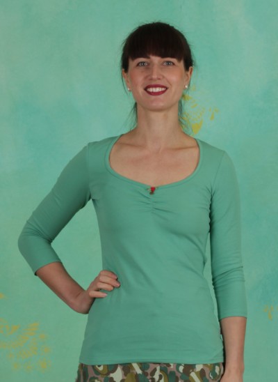 Shirt, Logo 3/4Sleeve Decollete Shirt, simply-green