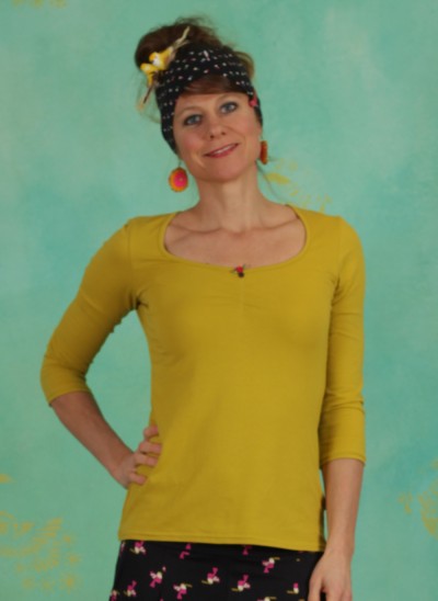 Shirt, Logo 3/4Sleeve Decollete Shirt, simply-yellow