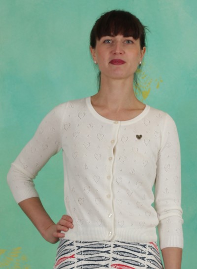 Cardigan, Logo Roundneck Cardigan Short, white-heart-anchor