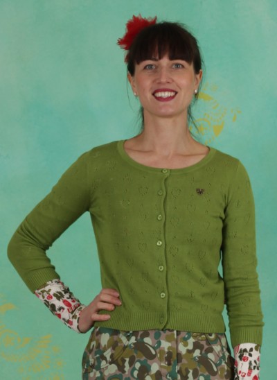 Cardigan, Logo Roundneck Cardigan Short, green-heart-anchor