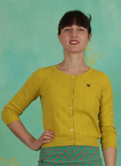 Cardigan, Logo Roundneck Cardigan Short, yellow-heart-anchor