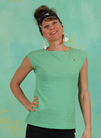 Top, Logo Stripe Top, green-tiny-stripe