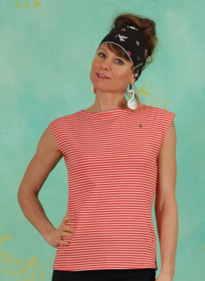 Top, Logo Stripe Top, red-tiny-stripe