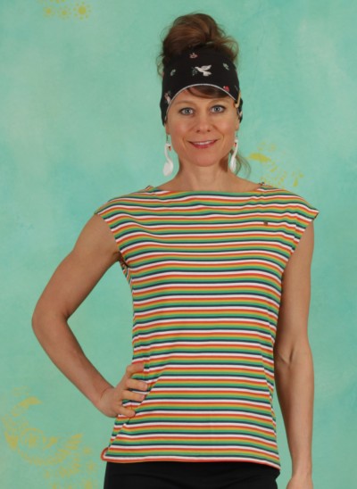 Top, Logo Stripe Top, rainbow-tiny-stripe