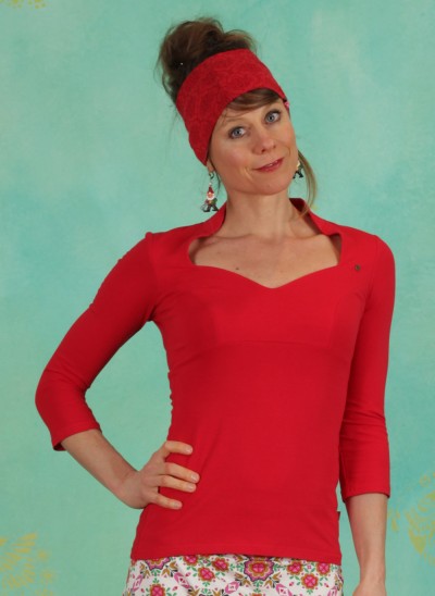 Shirt, Pow Wow Vau Cropped, strong-red