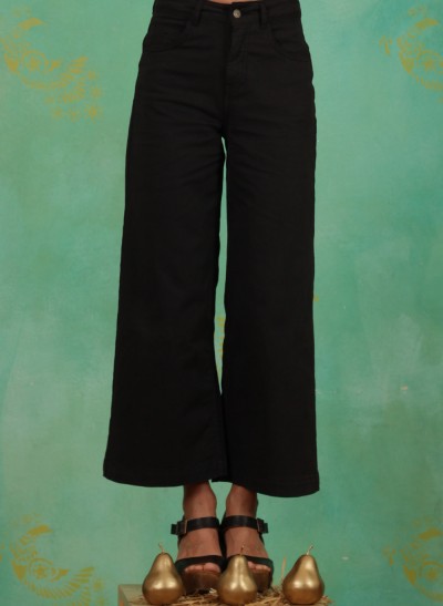 Hose, High Waist Culotte, black-ink