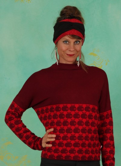 Pullover, Long Turtle, knit-red-apple