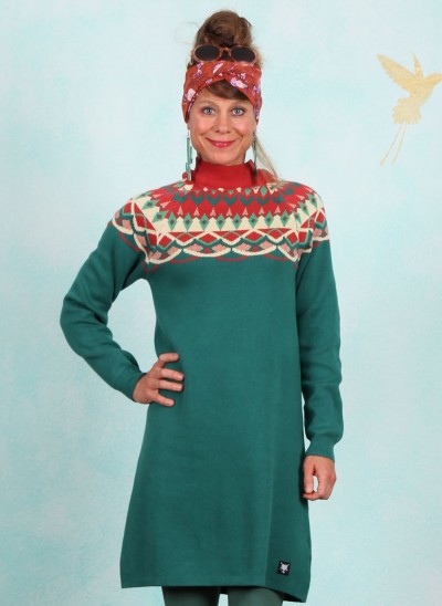 Kleid, Scandi woods, nostalgic-island-knit-green