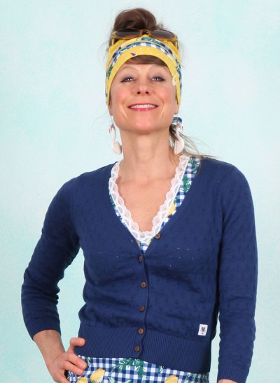 Cardigan, Sweet Petite, heavy-blue-knit