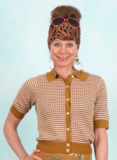 Shirt, Petite Poloette, mixed-dots-rose-brown