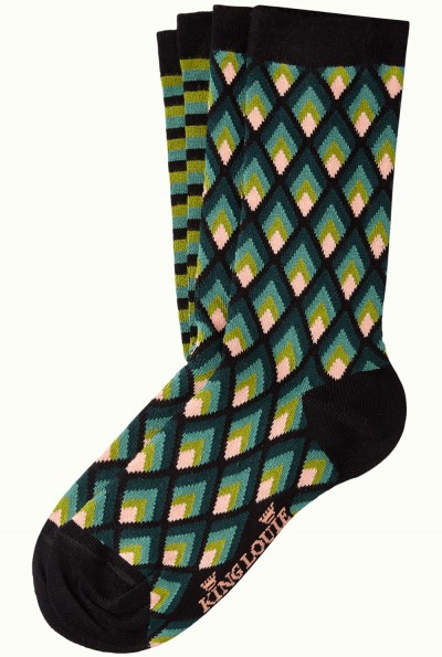 Socken 2er-Pack, 06551-001, black-green