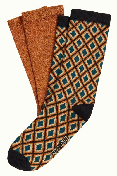 Socken 2er-Pack, 09386-948, brown-black-multi