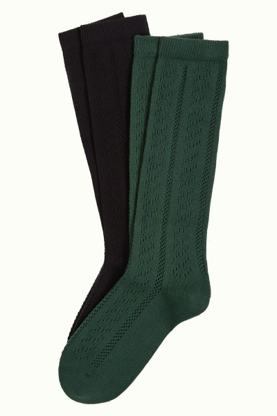 Kniestürmpfe 2er-Pack, 09391-001, black-green
