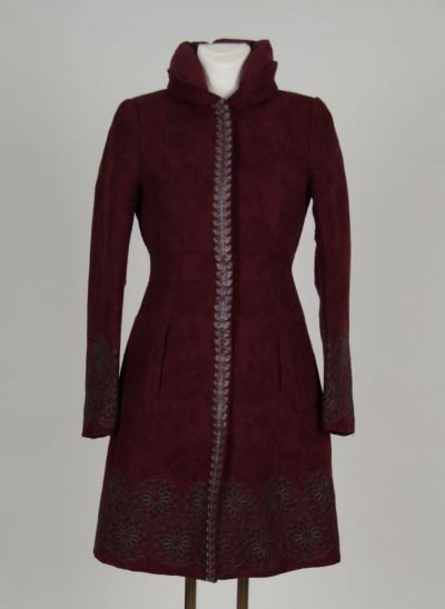 Mantel, Jacquard Coat , burgundy