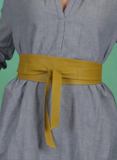 Gürtel, Tie Leather Waist Belt, oil-yellow