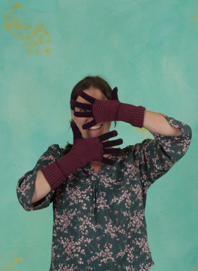 Handschuhe, Striped Knit Acc., art-red