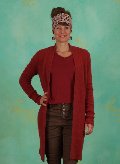 Cardigan, Long Cardigan, merlot-red