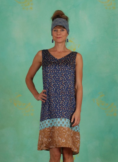 Kleid, V-Neck, dark-denim